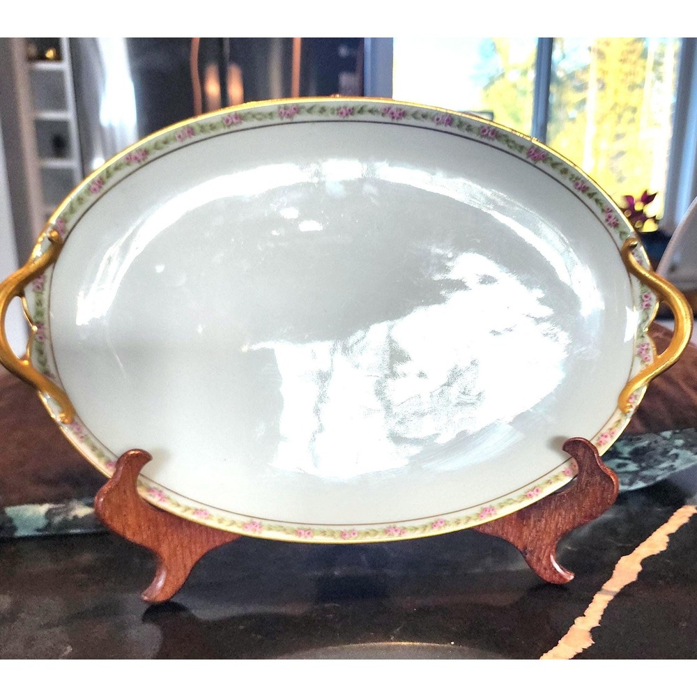 Antique CH Field Haviland Limoges Serving Platter GDA France Gold Gilded Floral